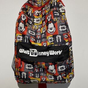 Walt Disney World Unisex Mickey Head Print Black / Red Backpack